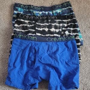 Calvin Klein Blue and Black Pattern Boxer Briefs - 3 Pack - New WITHOUT Tags